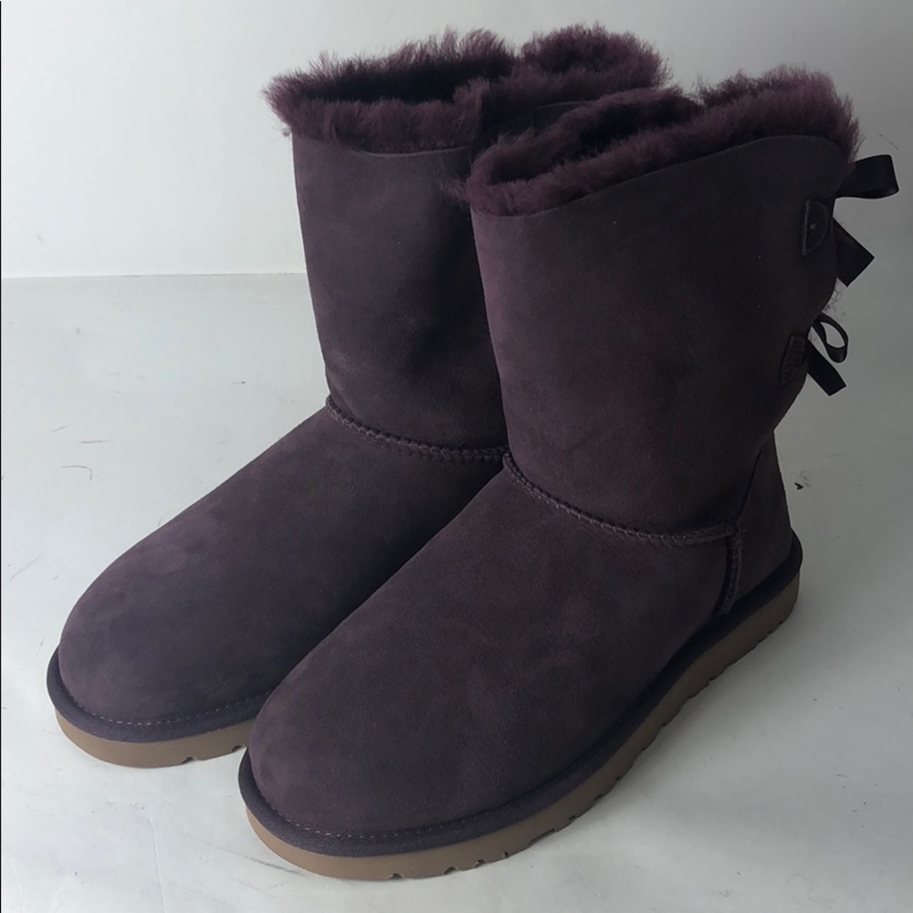 Ugg Boots Bailey Bow short Boot Dark Purple New